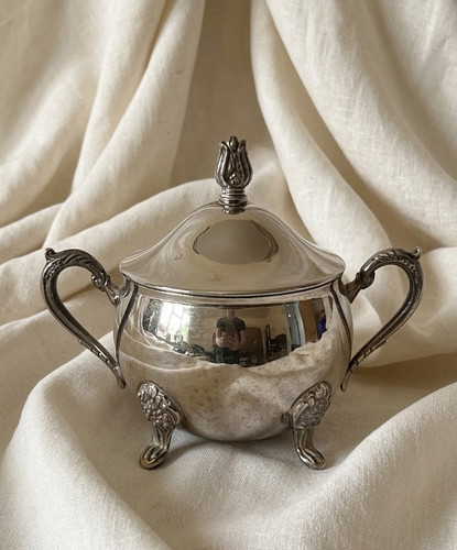 Vintage silver plated sugar - silver,