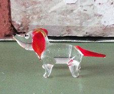 Miniature Glass Dachshund Dog Vintage Lampwork Murano Hand Blown 1960s 70s