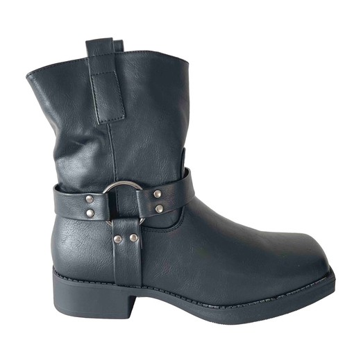 Biker boot faux - leather, square