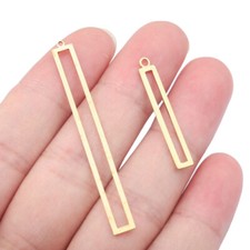 20X Raw Brass Rectangle Hanging Earrings Charms Pendant Simple Geometric Charm