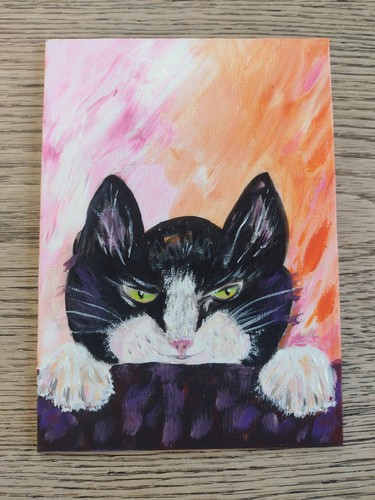 Original painting green eyed - painting,