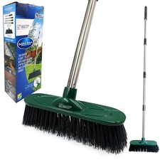 Outdoor Broom with Handle Heavy Duty Garden Brush Yard Stiff Sweeping 10" Head