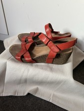 Beautiful Temira Compass Clarks Orange Leather Wedge Women’s Sandals 4D