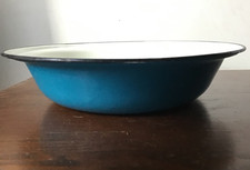 Vintage USSR Rare Blue Enamel Wash Bowl Basin Garden Planter Display Film Prop