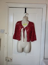 Womens red cropped lace bolero - cropped,