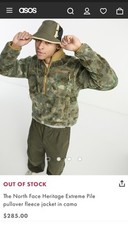 The North Face Heritage Extreme Pile pullover fleece jacket in camo Large