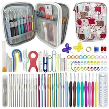 100Pcs Ergonomic Crochet Hook Set Yarn Lace Knitting Needles Kit for Starters UK