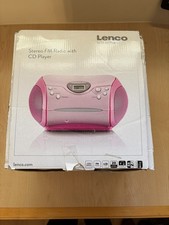 Lenco Pink Portable Stereo Boombox CD Player With FM Radio Mains+Battery  In Box