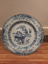 Chinese Handpainted Blue and White Porcelain Plate Antique Floral Collectable