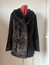 Vintage black faux lambskin