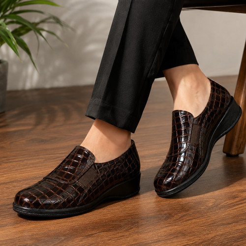 Womens brown croc - womens, wedge