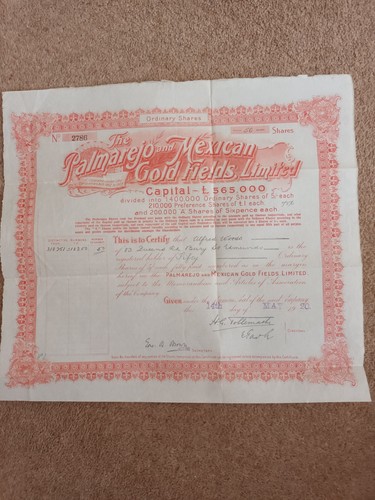 Vintage share certificate - vintage,