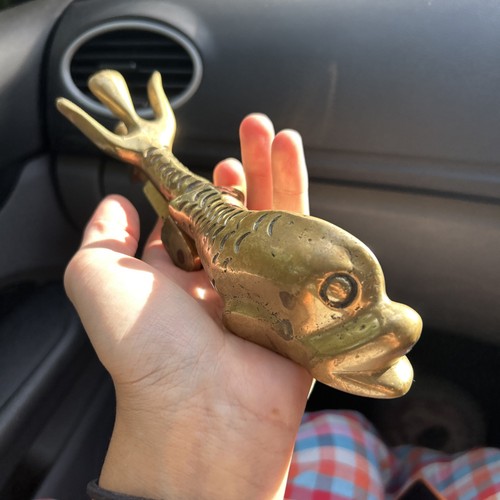Vintage solid brass fish door - brass,