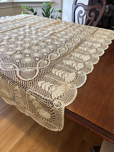 Vtg lace tablecloth crochet - vtg,