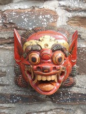 Vintage carved wooden Thai wall face mask