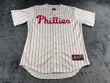 Majestic Phillies MLB Baseball Jersey Men's M White Pinstripe Team Sports
