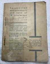 Vintage 1945 Booklet Inspection Maintenance Care of B Vehicles British Army WWII