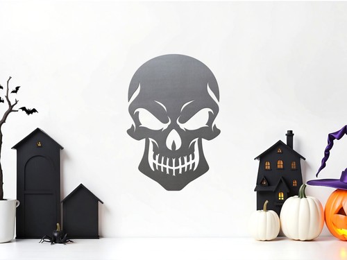 Skull metal stencil wall - 09,