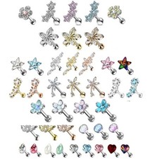 Tragus Helix Cartilage Earring - Crystal Gem Conch Rook Top Upper Ear Bar Stud 