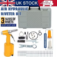 Air Hydraulic Pop Rivet Gun Pneumatic Riveter Industrial 4-Size Set & Case Tool