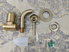 Wall Mounted Bathroom Basin Sink Mixer Tap with 15CM Spout -Brushed Brass Gold
