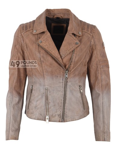 Ladies leather jacket - leather, white