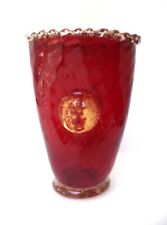 MURANO  VENETIAN  SALVIATI  LION  FACE  RED  ART  GLASS   BOWL  VASE