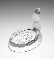 Verlys Art Deco French Glass Dish of Duck Guarding Pond Moulded Mark c1930