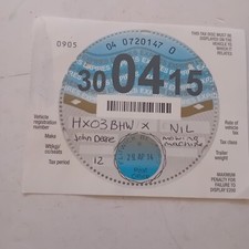 2015 Apr Old Tax Disc with Selvedge  (John Deere Mowing Machine)