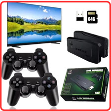 Wireless HDMI 4K TV Game Stick Console Built in 64GB 10000 Retro Games 2 Gamepad