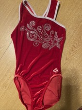 Alpha Factor Velvet Leotard. Adult Small. Red With Bling