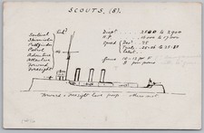 SEA SCOUTS Hand Drawn Ship Identification Postcard