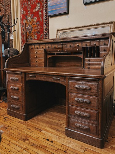 Antique oak roll top - roll-top, &
