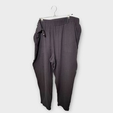 Papaya Black Crinkle Cotton Trousers – Size 18