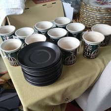 Magic City 9 Cups and Saucers 1 Milk Jug and2 Sugar Bowl portmeiron. 60s