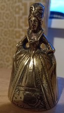 Solid Brass Victorian Crinoline Lady Bell 9cm X 5cm Good Condition Very Old.