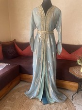 Blue tlija 9/25 NEW  Moroccan caftan takchita kaftan dress farasha dubai beaded 