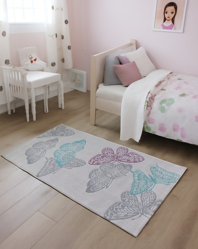 Butterfly rug light - rug, grey