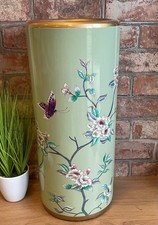 Green Floral & Purple Ceramic Umbrella /Walking Stick Stand /Large Vase MIN0884