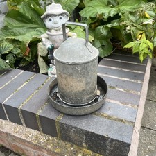 Great Vintage Galvanised Poultry Feeder In  Used Condition 11”Tall