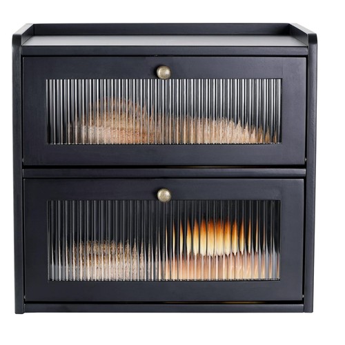 Wooden bread bin with acrylic - wooden,