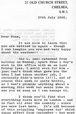 Laurence Olivier's Personal Secretary Signed Letter To a Fan July 1966