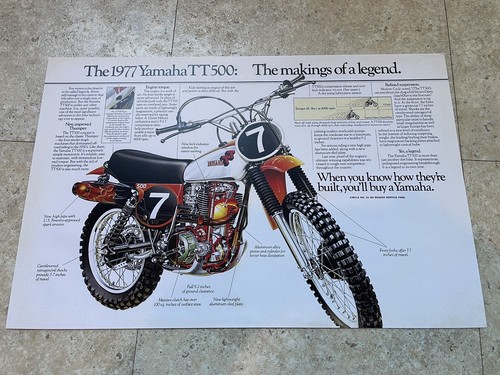 1977 yamaha tt500 poster 17x11 - yamaha,