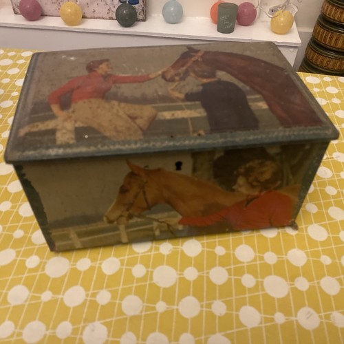 Vintage french tin with horse - vintage,