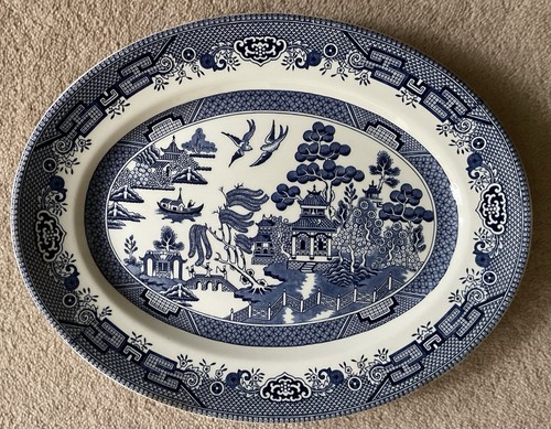 Blue willow pattern large oval - blue,