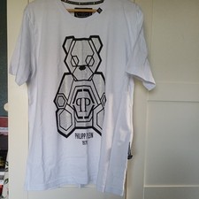 PHILIPP PLEIN  T-SHIRT  WHITE CRYSTAL RHINESTONE TEDDY BEAR 1978 RARE  BRAND NEW