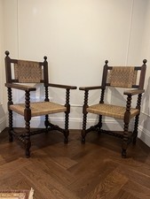 Pair of Vintage Oak Bobbin