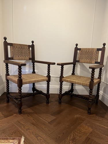 Pair vintage oak - of,
