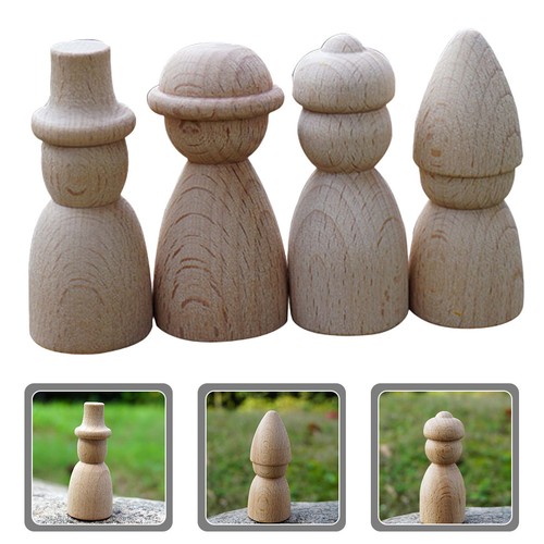 4pcs unpainted peg dolls wood - unpainted,