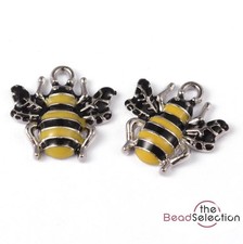 5 ENAMEL BUMBLE BEE CHARMS